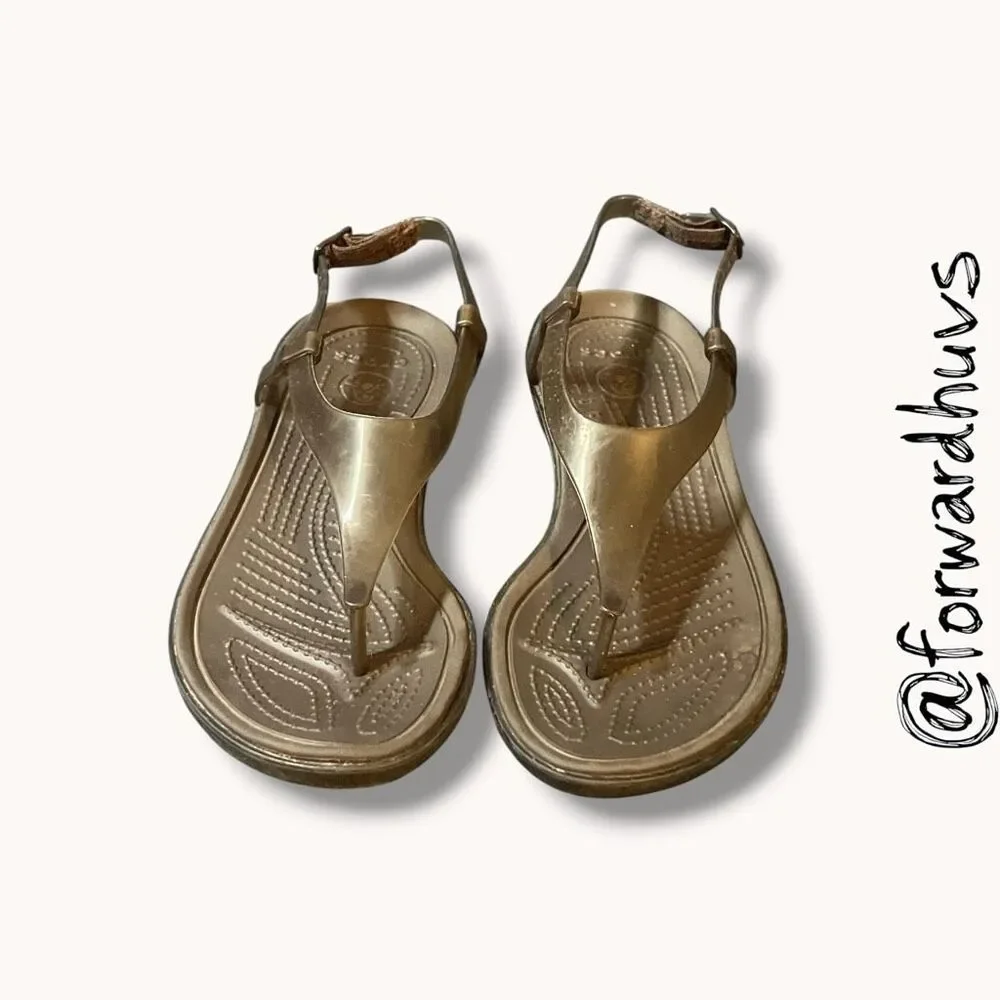 Crocs Jelly Style Bronze Slingback Wedge Sandals W4